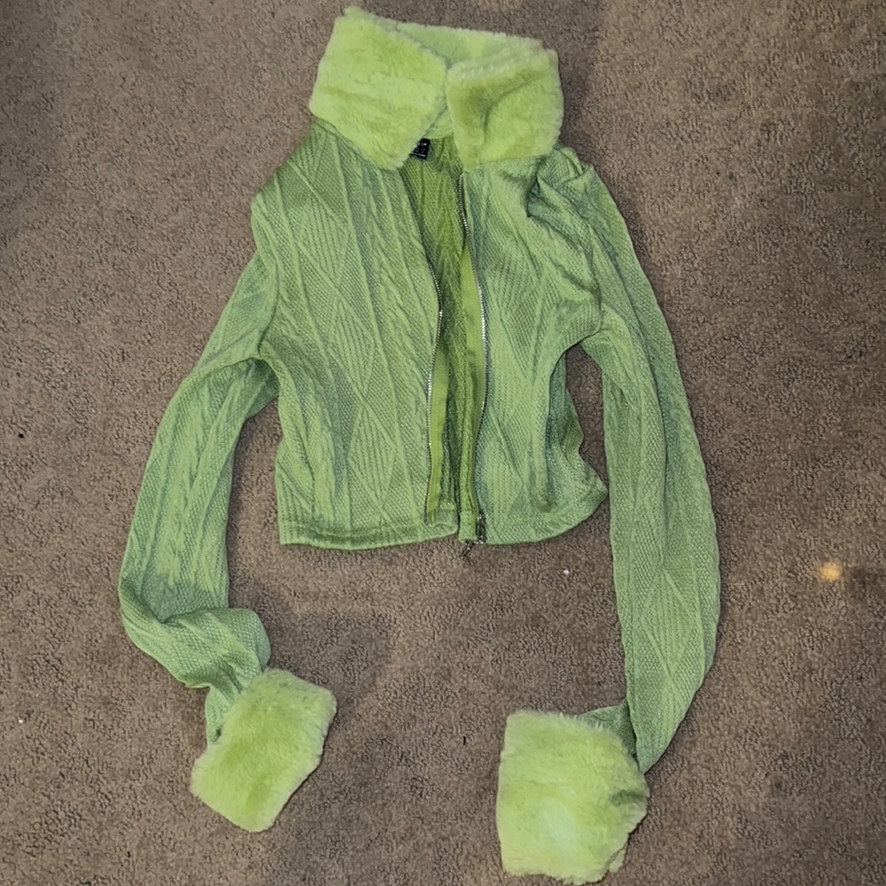 Green Knit Crop Sweater